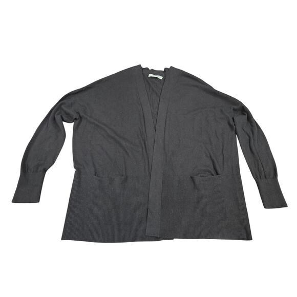 Vince Cashmere Silk Blend Black Raglan Cardigan Pockets Sz L Open Front Sweater - Picture 1 of 5